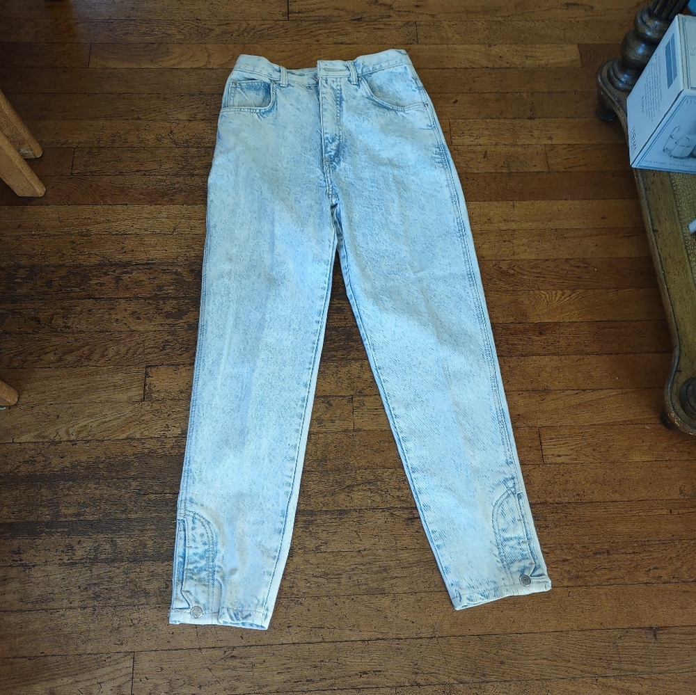 1980s Gitano Express Light Wash Straight Leg Jeans Size 7/8 With Button Up Ankle